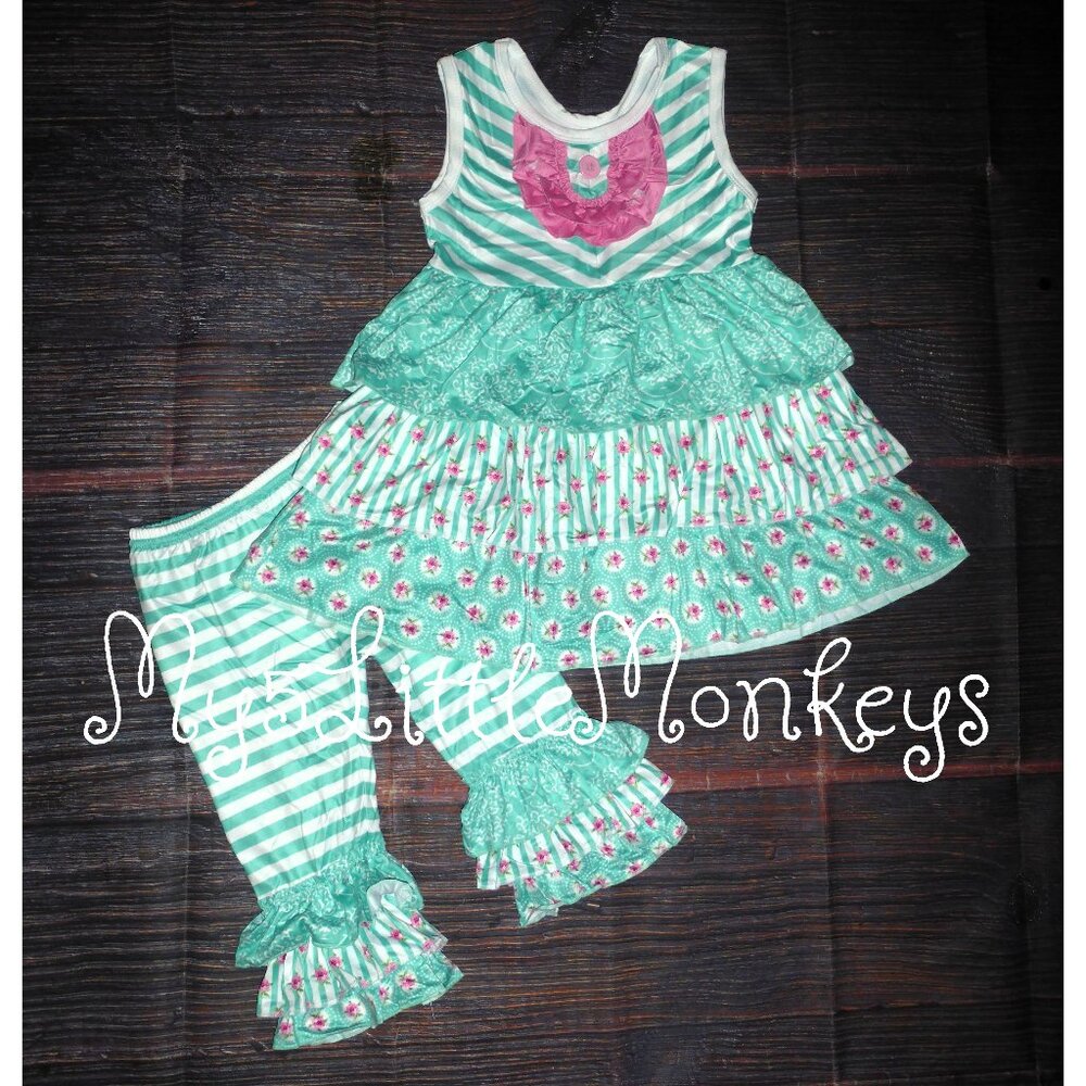 Boutique Girls Floral Tunic Ruffle Leggings Outfit